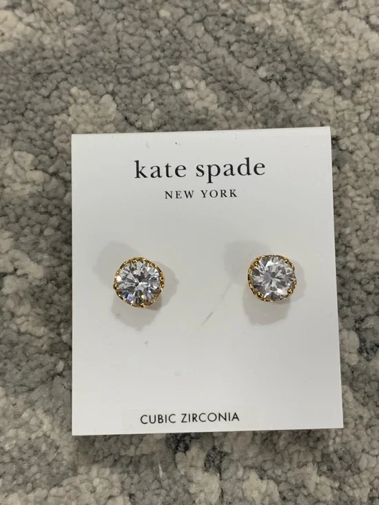 kate spade That Sparkle Gold-Tone Clear Cubic Zirconia Stud Earrings - Picture 4 of 4